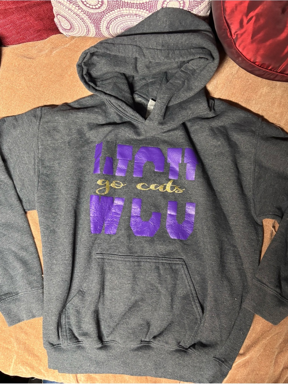 Gray Hoodie with Purple Graphic